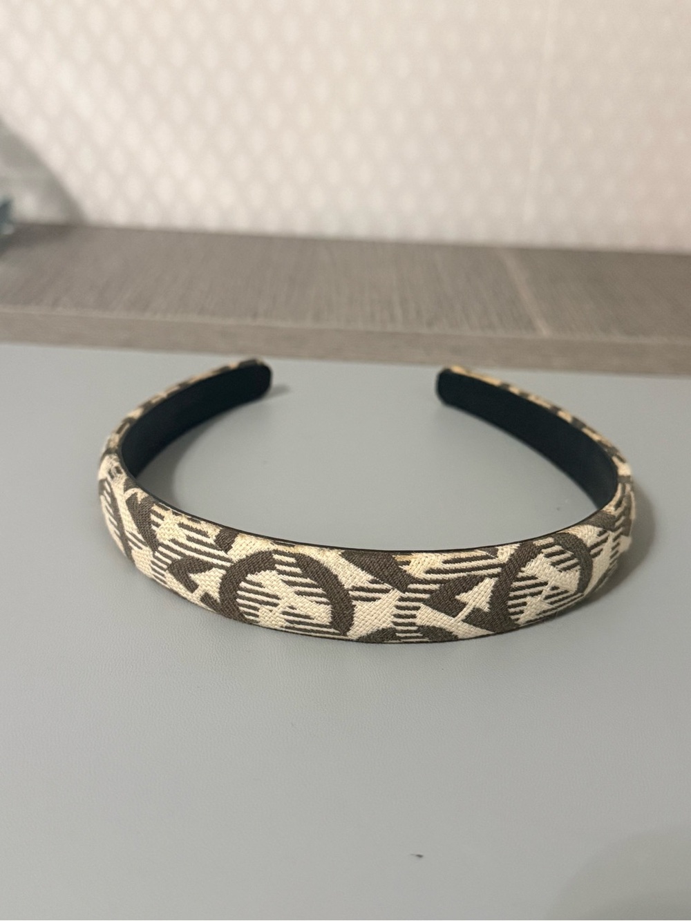 Salvatore Ferragamo Gancini Monogram  Headband Brown Beige $225 read description